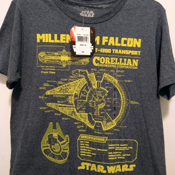 Disney NWT Star Wars Size M Millennium Falcon Schematics YT - 1300 Transplant T- - Picture 4 of 5